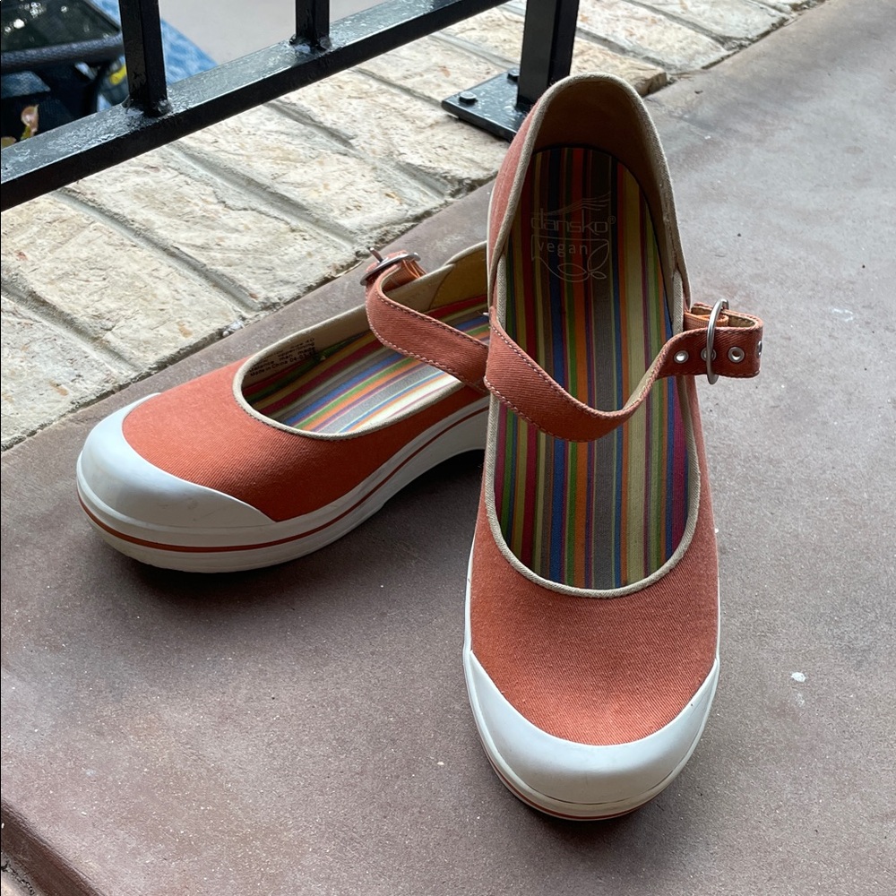 Dansko Women's Orange and White Mary Jane Shoes